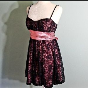 Speechless Black Lace Pink Dress Juniors L